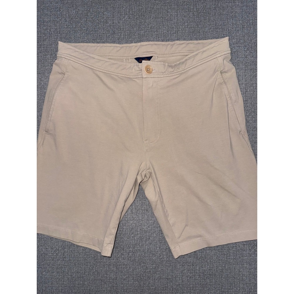 The Good Man Brand Mens Tulum Jersey Shorts Khaki Tan Stretch Flat Front Size M